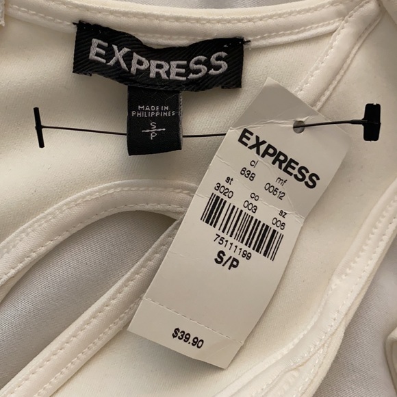 NWT EXPRESS Cream/ Off-White Cut Out Zip Back Cop Top - Picture 8 of 8